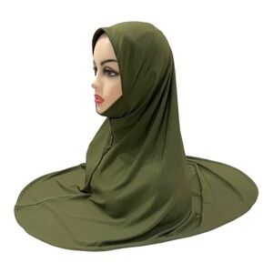 Pinless hijab Islamic hijab Muslim instant hijab khimar pull on hijab Green